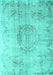 Machine Washable Abstract Turquoise Contemporary Area Rugs, wshcon1329turq