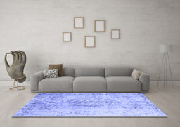 Machine Washable Abstract Blue Contemporary Rug in a Living Room, wshcon1329blu