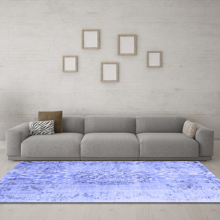 Machine Washable Abstract Blue Contemporary Rug in a Living Room, wshcon1329blu