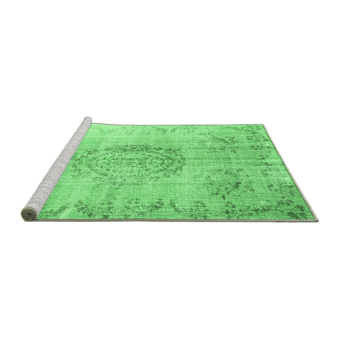 Sideview of Machine Washable Abstract Emerald Green Contemporary Area Rugs, wshcon1329emgrn