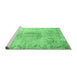 Sideview of Machine Washable Abstract Emerald Green Contemporary Area Rugs, wshcon1329emgrn