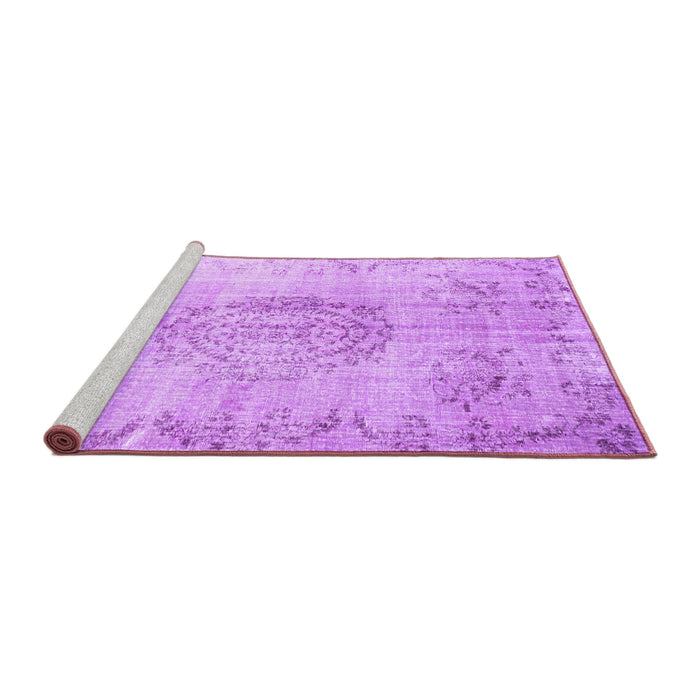 Sideview of Machine Washable Abstract Purple Contemporary Area Rugs, wshcon1329pur