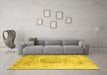 Machine Washable Abstract Yellow Contemporary Rug in a Living Room, wshcon1329yw