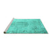 Sideview of Machine Washable Abstract Turquoise Contemporary Area Rugs, wshcon1329turq