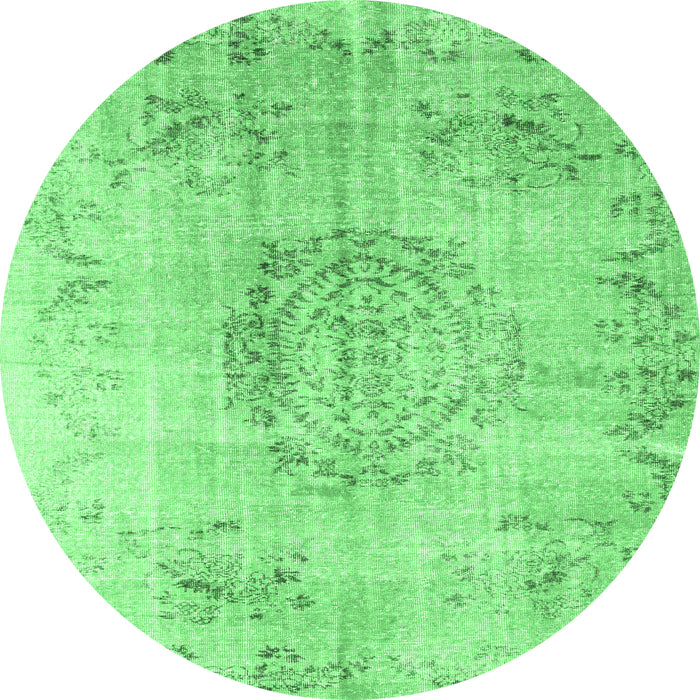 Round Abstract Emerald Green Contemporary Rug, con1329emgrn