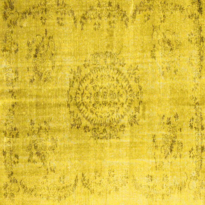 Square Abstract Yellow Contemporary Rug, con1329yw