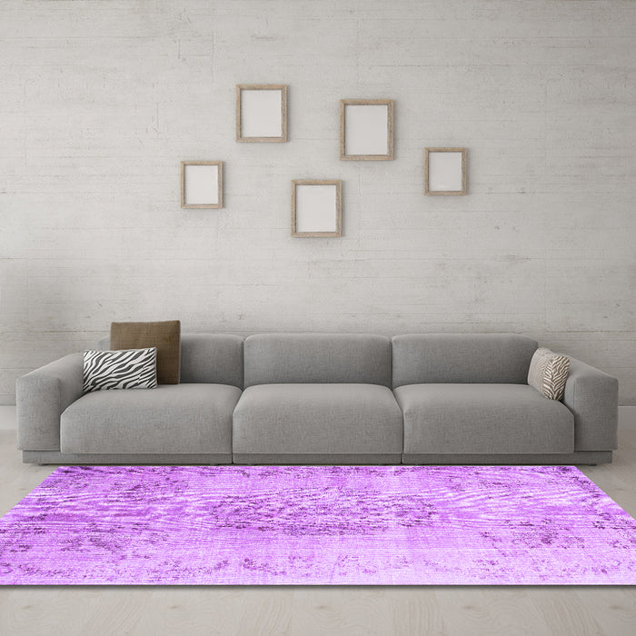 Machine Washable Abstract Purple Contemporary Area Rugs in a Living Room, wshcon1329pur