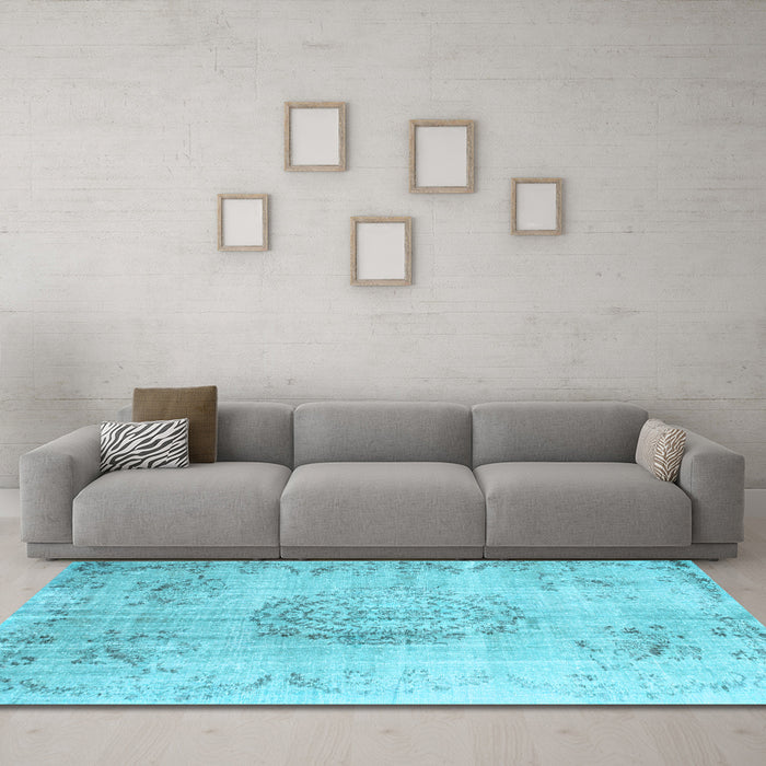 Machine Washable Abstract Light Blue Contemporary Rug in a Living Room, wshcon1329lblu