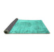 Sideview of Abstract Turquoise Contemporary Rug, con1329turq