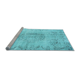 Sideview of Machine Washable Abstract Light Blue Contemporary Rug, wshcon1329lblu