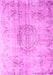 Machine Washable Abstract Pink Contemporary Rug, wshcon1329pnk