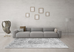 Machine Washable Abstract Gray Contemporary Rug in a Living Room,, wshcon1329gry