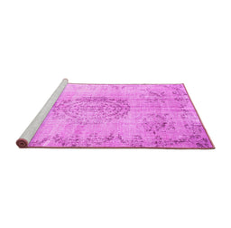Sideview of Machine Washable Abstract Pink Contemporary Rug, wshcon1329pnk