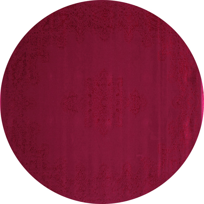 Round Machine Washable Abstract Pink Contemporary Rug, wshcon132pnk