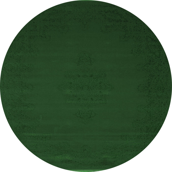 Round Abstract Emerald Green Contemporary Rug, con132emgrn