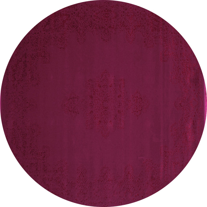 Round Machine Washable Abstract Purple Contemporary Area Rugs, wshcon132pur