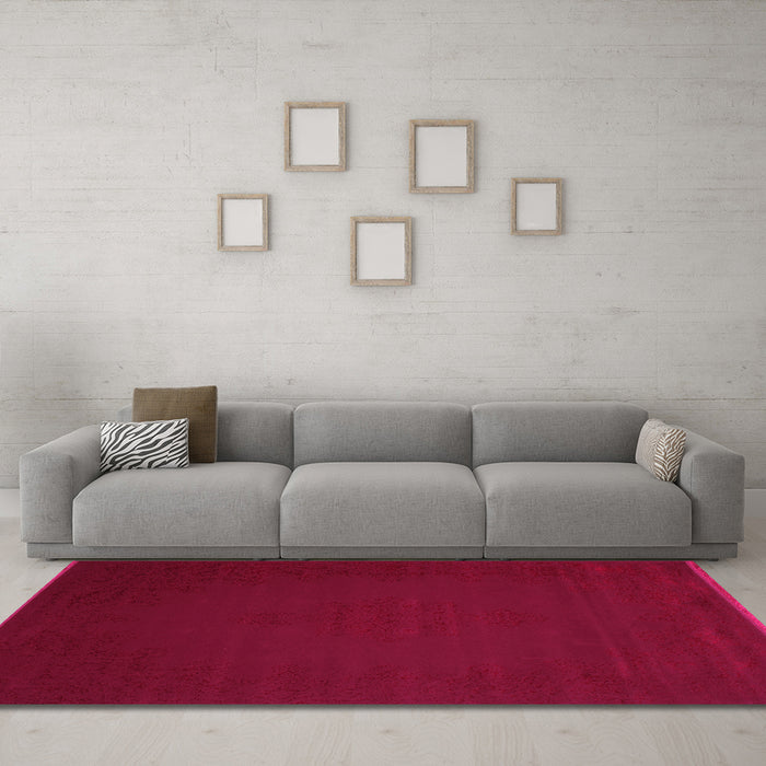 Machine Washable Abstract Pink Contemporary Rug in a Living Room, wshcon132pnk
