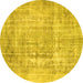 Round Abstract Yellow Contemporary Rug, con1330yw