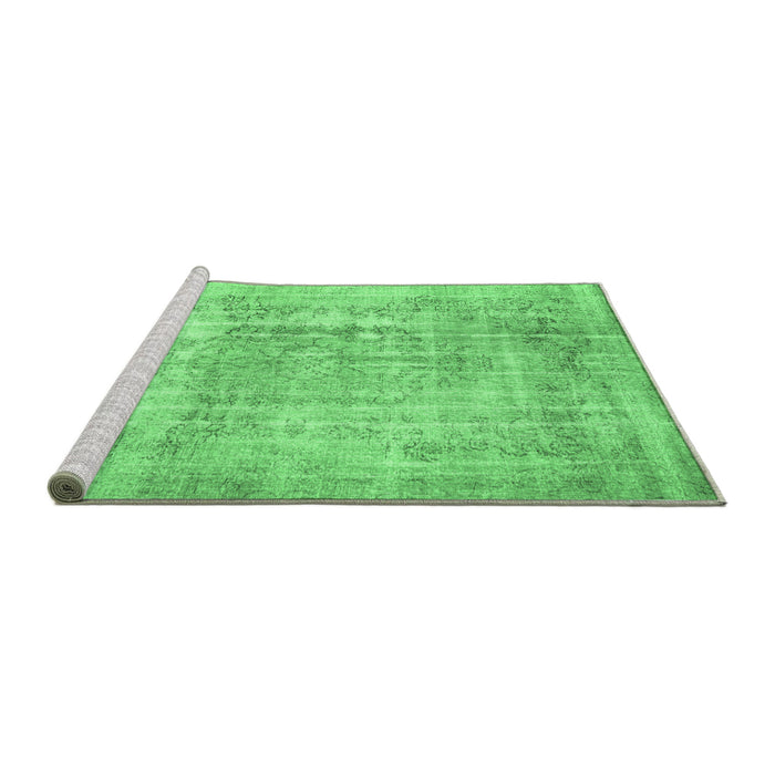 Sideview of Machine Washable Abstract Emerald Green Contemporary Area Rugs, wshcon1330emgrn