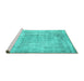 Sideview of Machine Washable Abstract Turquoise Contemporary Area Rugs, wshcon1330turq