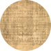 Round Abstract Brown Contemporary Rug, con1330brn