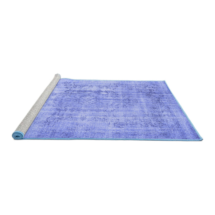 Sideview of Machine Washable Abstract Blue Contemporary Rug, wshcon1330blu