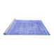 Sideview of Machine Washable Abstract Blue Contemporary Rug, wshcon1330blu