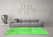 Machine Washable Abstract Green Contemporary Area Rugs in a Living Room,, wshcon1330grn