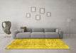 Machine Washable Abstract Yellow Contemporary Rug in a Living Room, wshcon1330yw