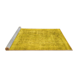 Sideview of Machine Washable Abstract Yellow Contemporary Rug, wshcon1330yw