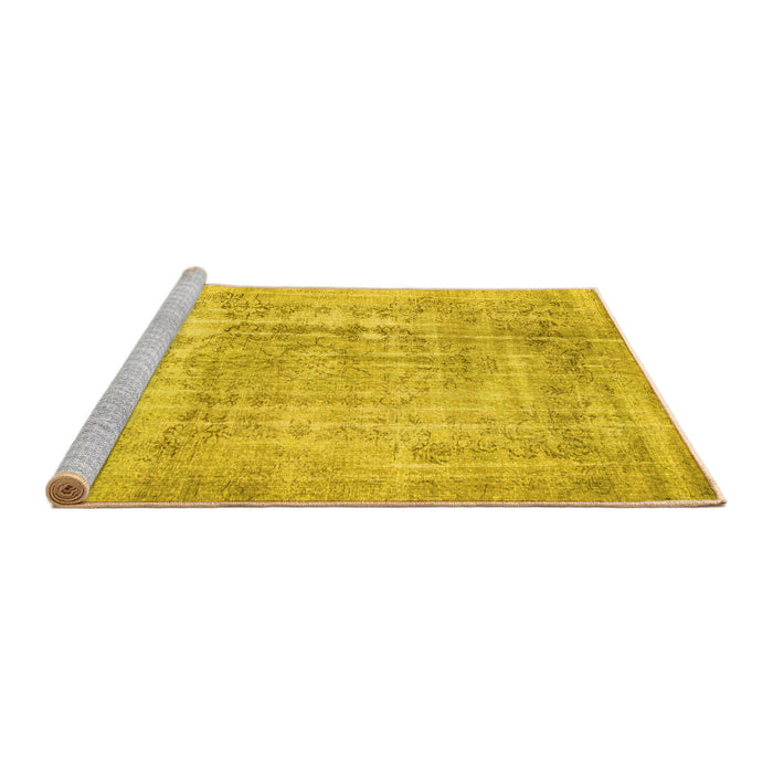 Sideview of Machine Washable Abstract Yellow Contemporary Rug, wshcon1330yw
