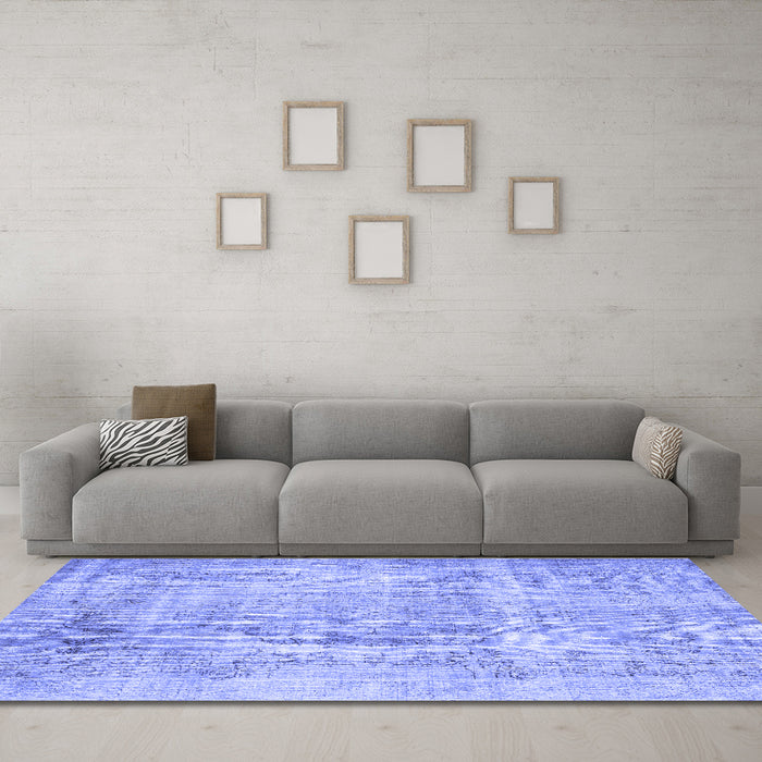 Machine Washable Abstract Blue Contemporary Rug in a Living Room, wshcon1330blu