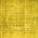 Square Abstract Yellow Contemporary Rug, con1330yw