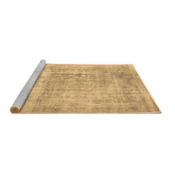 Sideview of Machine Washable Abstract Brown Contemporary Rug, wshcon1330brn