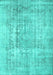 Machine Washable Abstract Turquoise Contemporary Area Rugs, wshcon1330turq