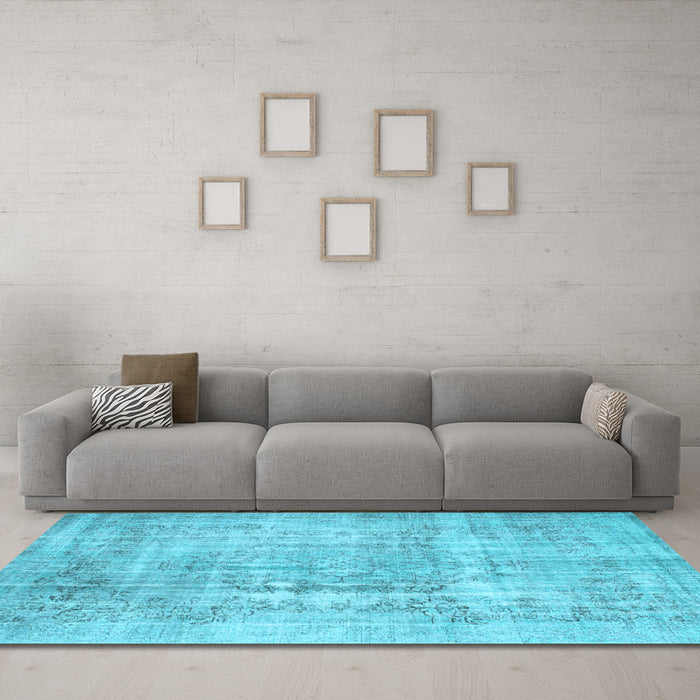 Machine Washable Abstract Light Blue Contemporary Rug in a Living Room, wshcon1330lblu