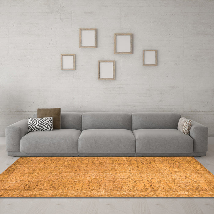 Machine Washable Abstract Orange Contemporary Area Rugs in a Living Room, wshcon1331org