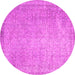 Round Machine Washable Abstract Pink Contemporary Rug, wshcon1331pnk