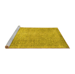 Sideview of Machine Washable Abstract Yellow Contemporary Rug, wshcon1331yw