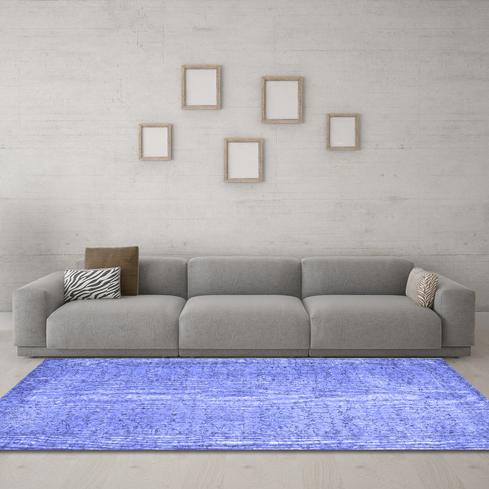 Machine Washable Abstract Blue Contemporary Rug in a Living Room, wshcon1331blu