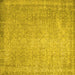 Square Machine Washable Abstract Yellow Contemporary Rug, wshcon1331yw