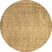 Round Abstract Brown Contemporary Rug, con1331brn