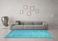 Machine Washable Abstract Light Blue Contemporary Rug, wshcon1331lblu