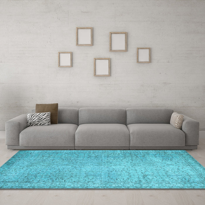 Machine Washable Abstract Light Blue Contemporary Rug in a Living Room, wshcon1331lblu