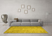 Machine Washable Abstract Yellow Contemporary Rug in a Living Room, wshcon1331yw