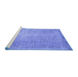 Sideview of Machine Washable Abstract Blue Contemporary Rug, wshcon1331blu