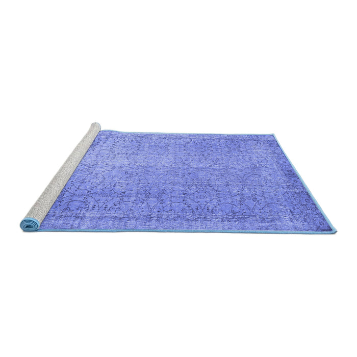 Sideview of Machine Washable Abstract Blue Contemporary Rug, wshcon1331blu