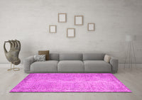 Machine Washable Abstract Pink Contemporary Rug, wshcon1331pnk