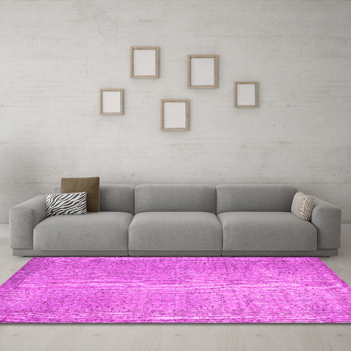 Machine Washable Abstract Pink Contemporary Rug in a Living Room, wshcon1331pnk
