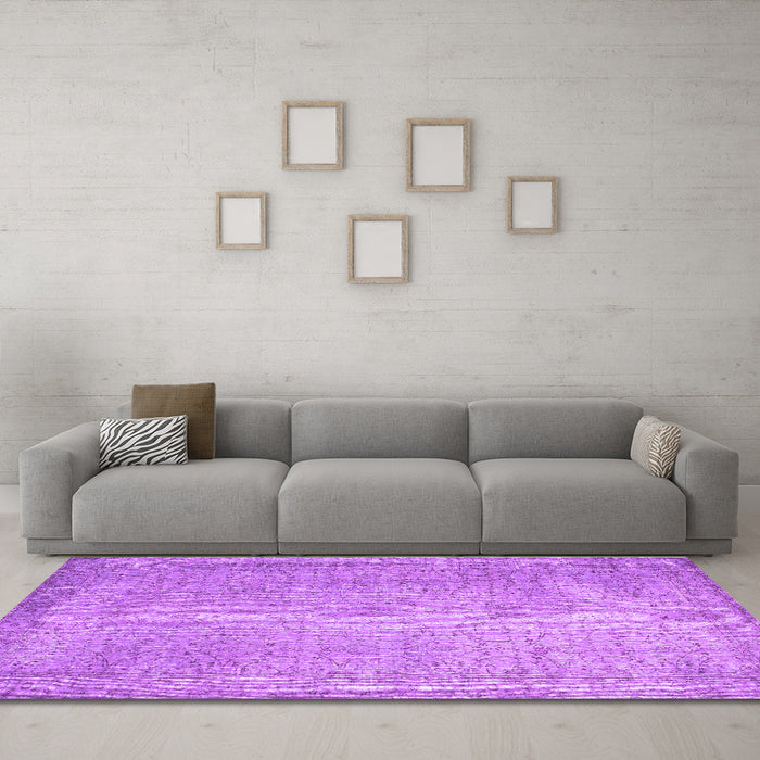 Machine Washable Abstract Purple Contemporary Area Rugs in a Living Room, wshcon1331pur
